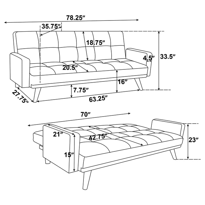 Coaster Kourtney Upholstered Track Arms Covertible Sofa Bed Terracotta Default Title