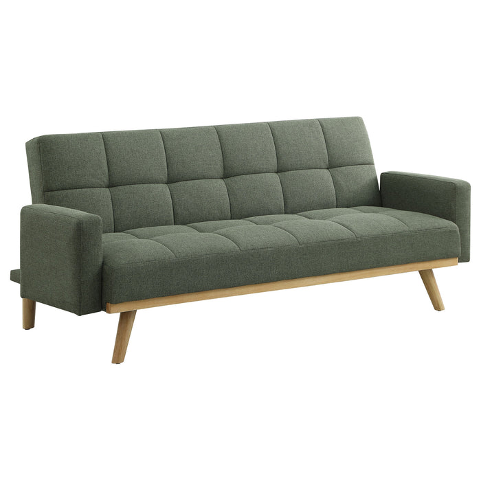 Coaster Kourtney Upholstered Track Arms Covertible Sofa Bed Sage Green Default Title