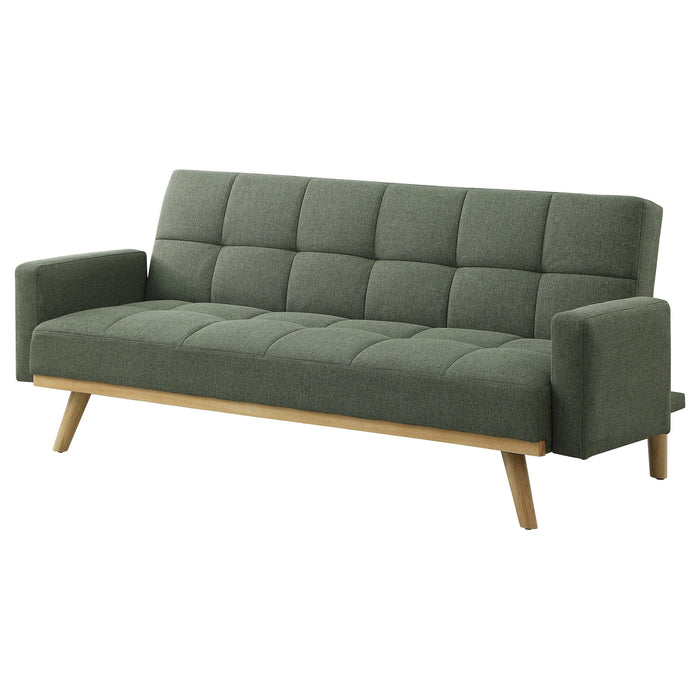 Coaster Kourtney Upholstered Track Arms Covertible Sofa Bed Sage Green Default Title