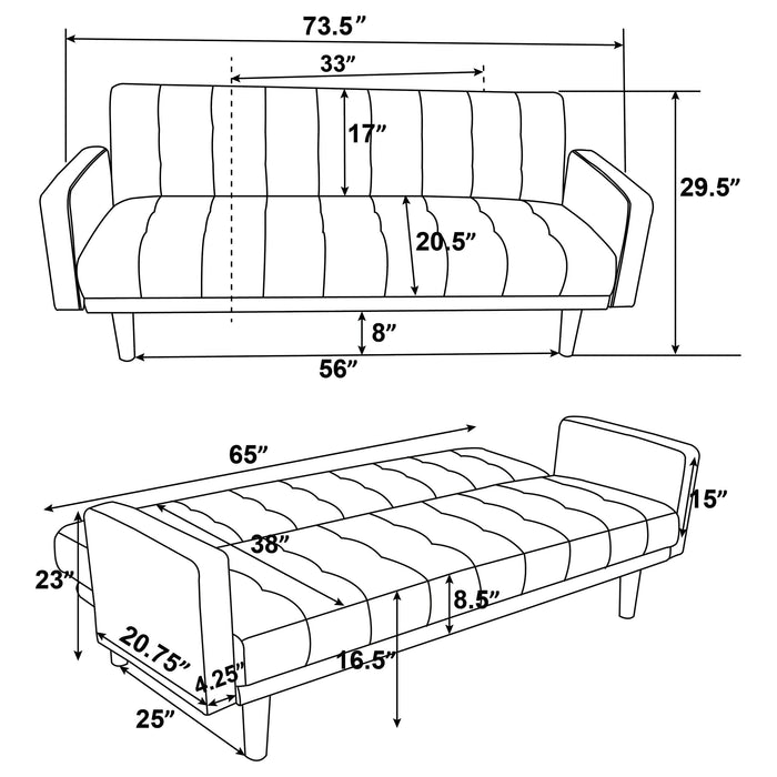 Coaster Sommer Tufted Sofa Bed Grey Default Title