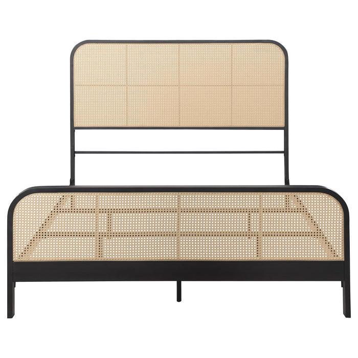 Lanewood Open Cane Rattan Metal  Bed Black