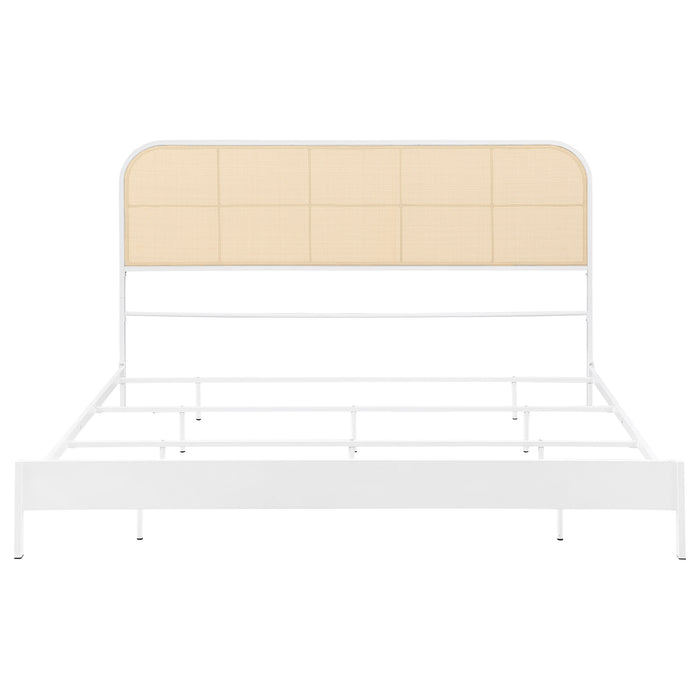 Amherst Radio Weave Rattan Metal Eastern King Bed White