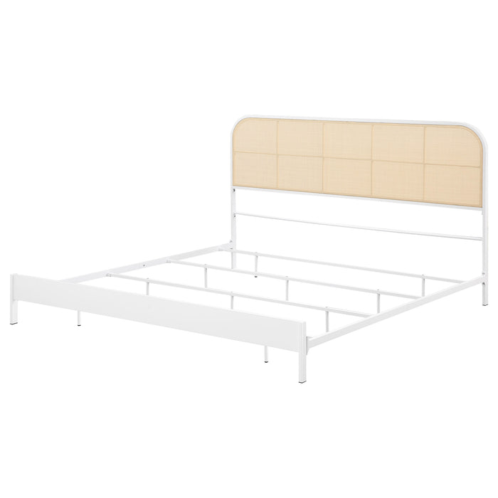 Amherst Radio Weave Rattan Metal Eastern King Bed White