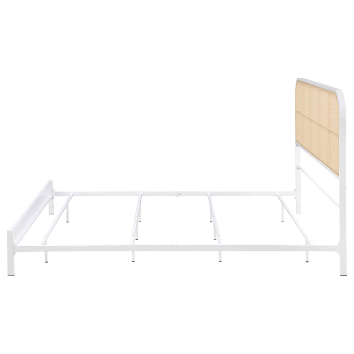 Amherst Radio Weave Rattan Metal Eastern King Bed White