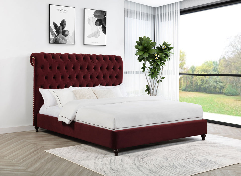 Devon 57-inch Upholstered Eastern King Panel Bed Wine Red