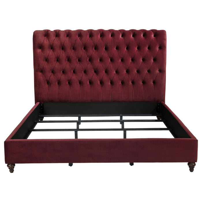 Devon 57-inch Upholstered Eastern King Panel Bed Wine Red