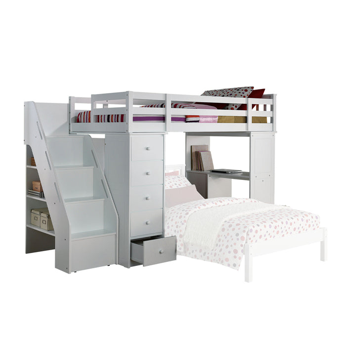 Freya Teenager Solid Wood Twin Loft Bed with Storage