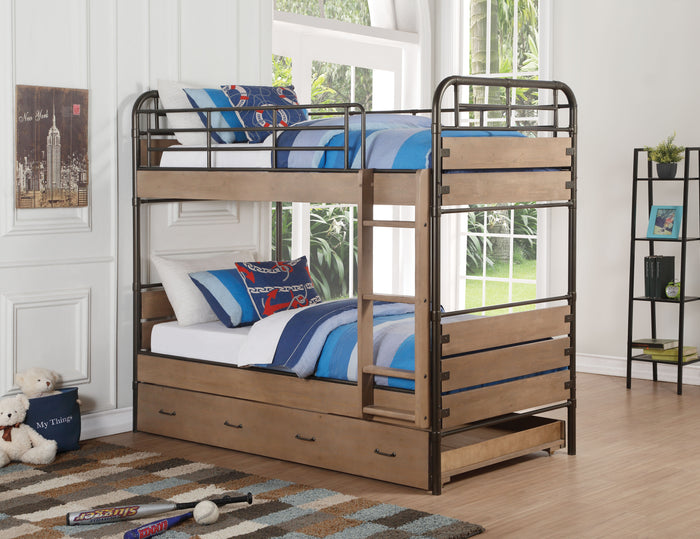 Adams Teenager Solid Wood Bunk Bed (T/T) with Trundle (Twin)