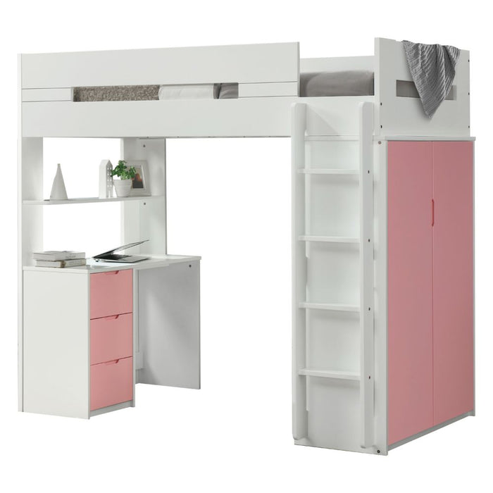 Nerice 78"L Twin Loft Bed with Desk & Wardrobe