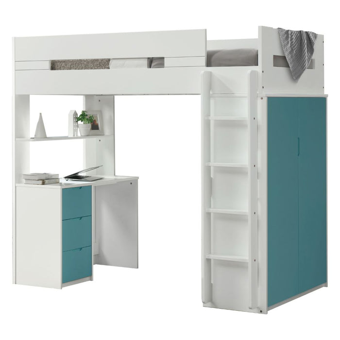 Nerice 78"L Twin Loft Bed with Desk & Wardrobe