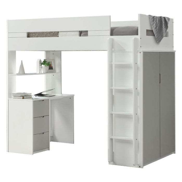 Nerice 78"L Twin Loft Bed with Desk & Wardrobe