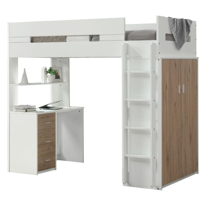 Nerice 78"L Twin Loft Bed with Desk & Wardrobe