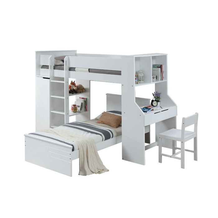 Ragna 92"L Twin Loft Bed with Desk & Wardrobe