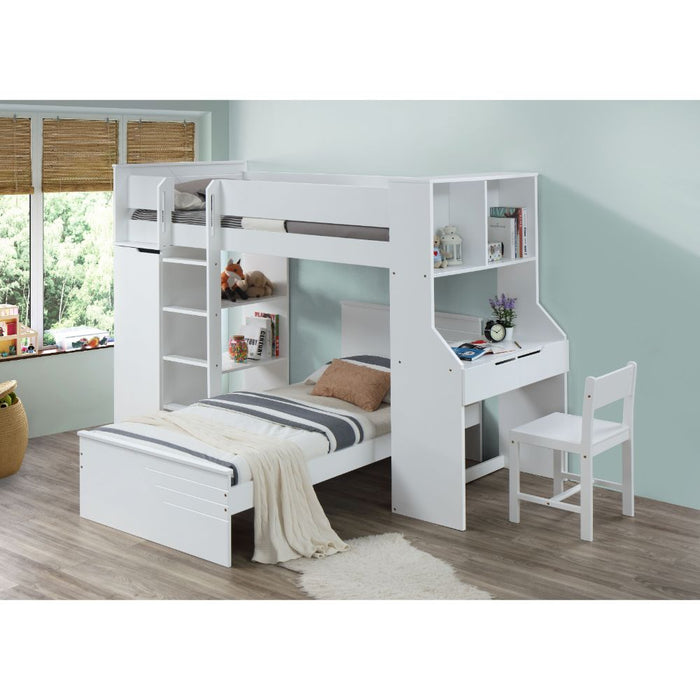 Ragna 92"L Twin Loft Bed with Desk & Wardrobe