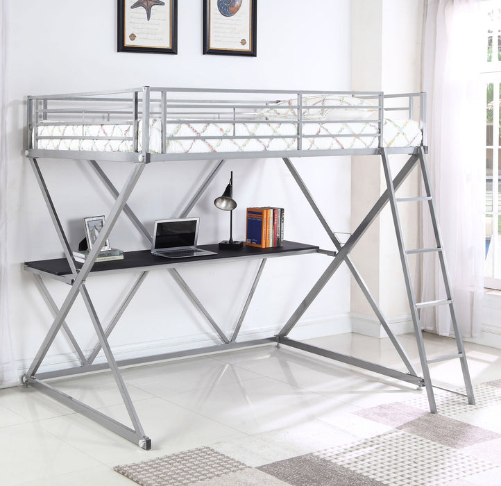 Coaster Hyde Full Workstation Loft Bed Silver Default Title