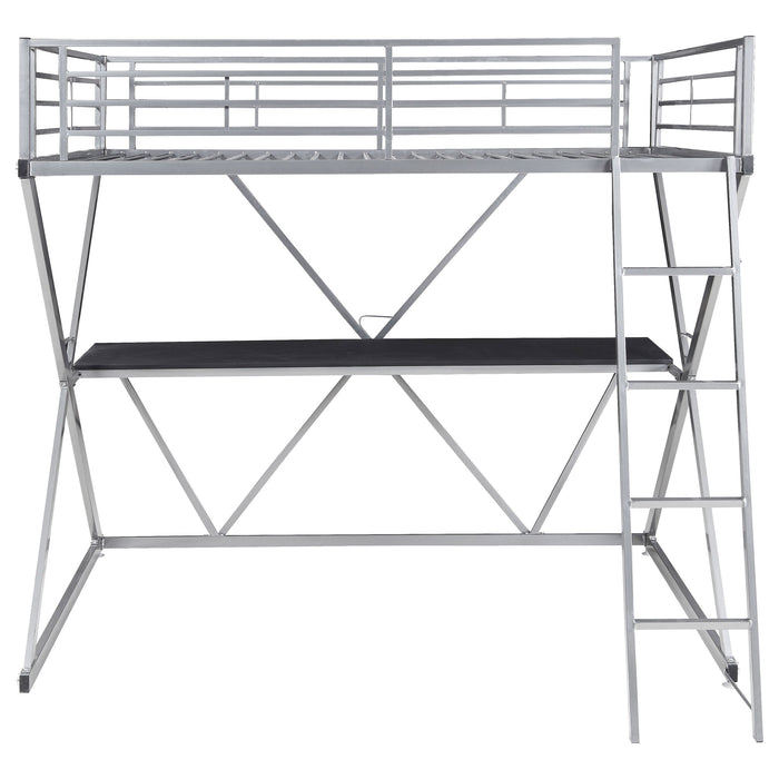 Coaster Hyde Full Workstation Loft Bed Silver Default Title