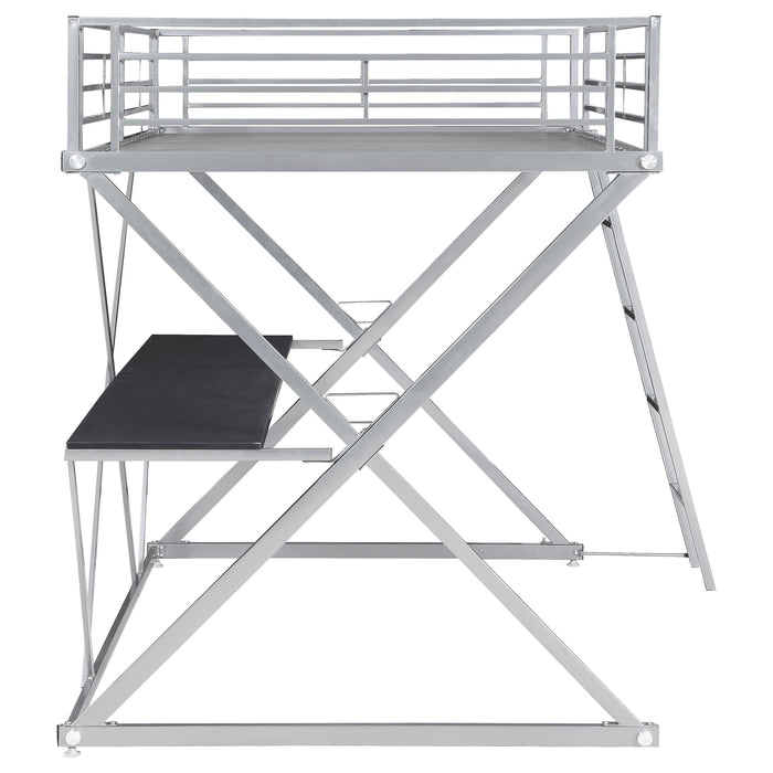 Coaster Hyde Full Workstation Loft Bed Silver Default Title