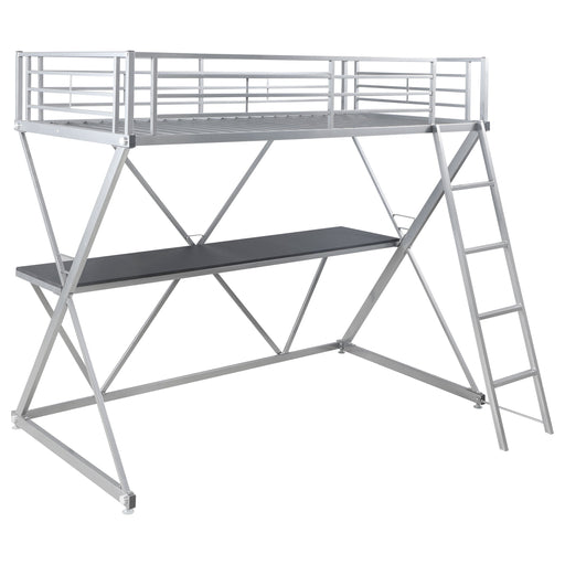 Coaster Hyde Twin Workstation Loft Bed Silver Default Title