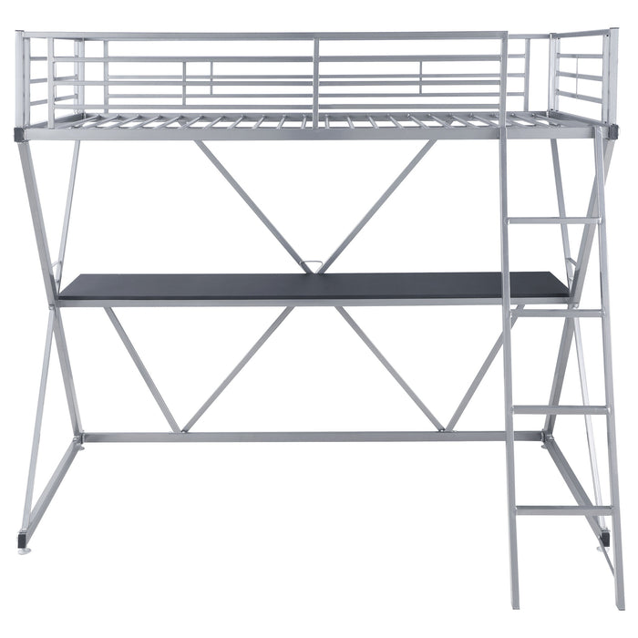 Coaster Hyde Twin Workstation Loft Bed Silver Default Title