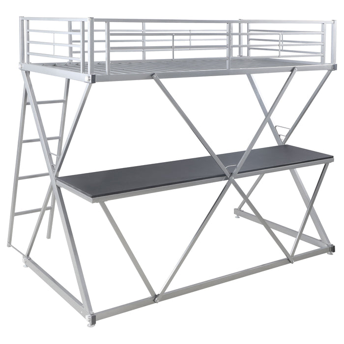 Coaster Hyde Twin Workstation Loft Bed Silver Default Title