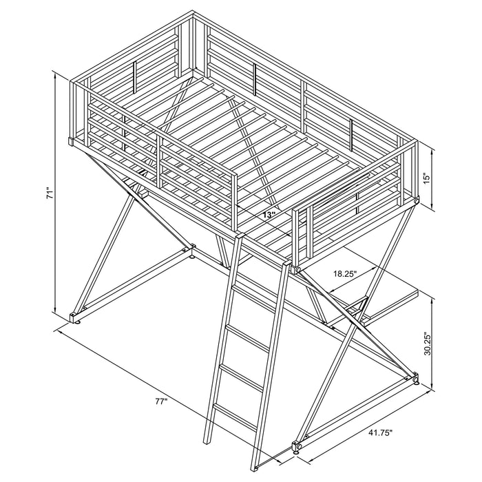 Coaster Hyde Twin Workstation Loft Bed Silver Default Title