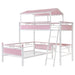 Alexia Twin Over Twin Workstation Bunk Bed Pink and White