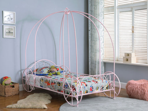 Coaster Massi Twin Canopy Bed Powder Pink Default Title