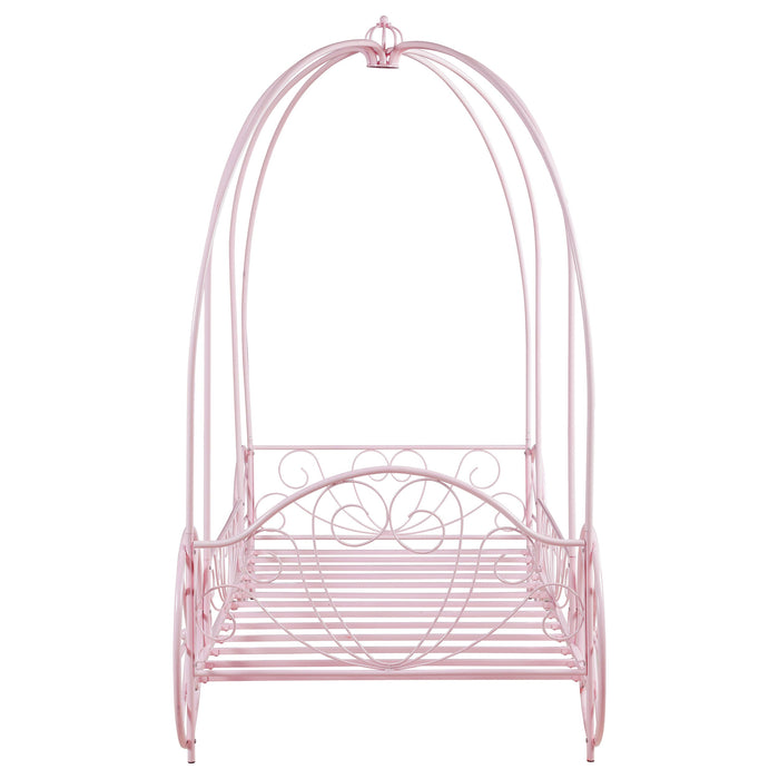 Coaster Massi Twin Canopy Bed Powder Pink Default Title