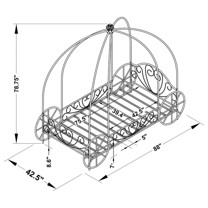 Coaster Massi Twin Canopy Bed Powder Pink Default Title