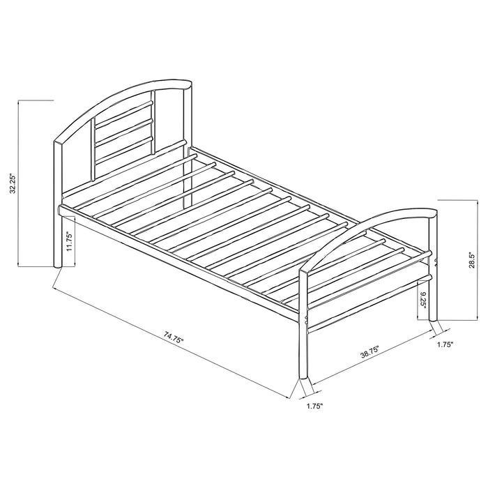 Coaster Baines Twin Metal Bed with Arched Headboard Silver Default Title