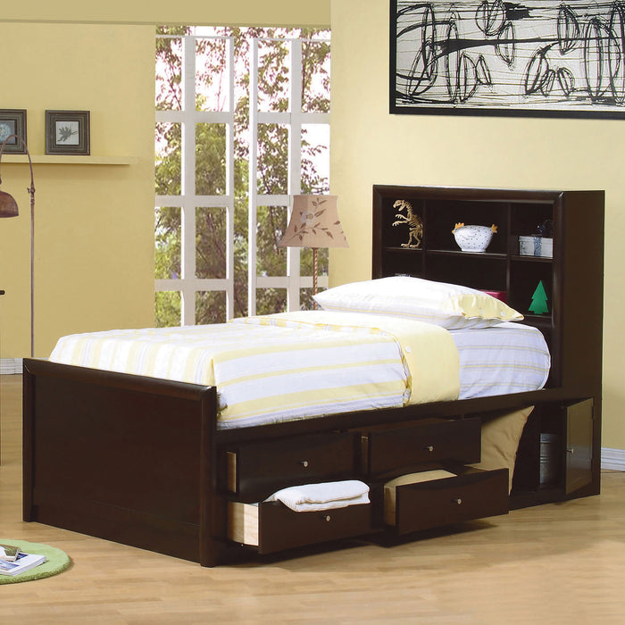 Coaster Phoenix Twin Bookcase Bed with Underbed Storage Cappuccino Full