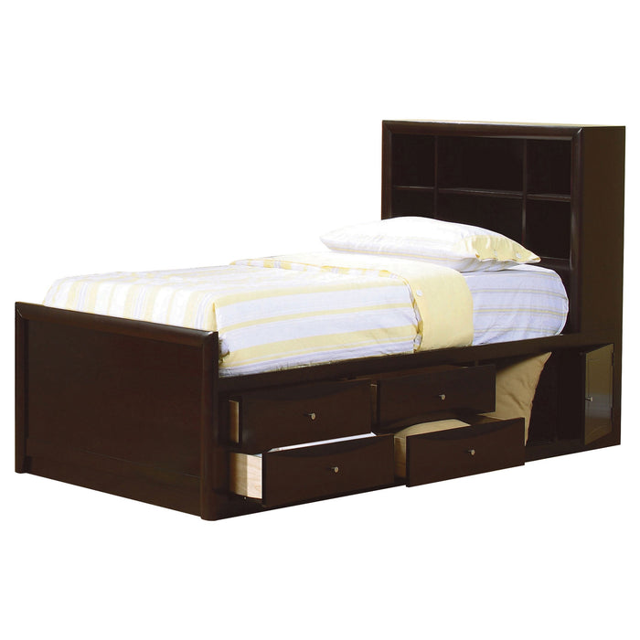 Coaster Phoenix Twin Bookcase Bed with Underbed Storage Cappuccino Twin