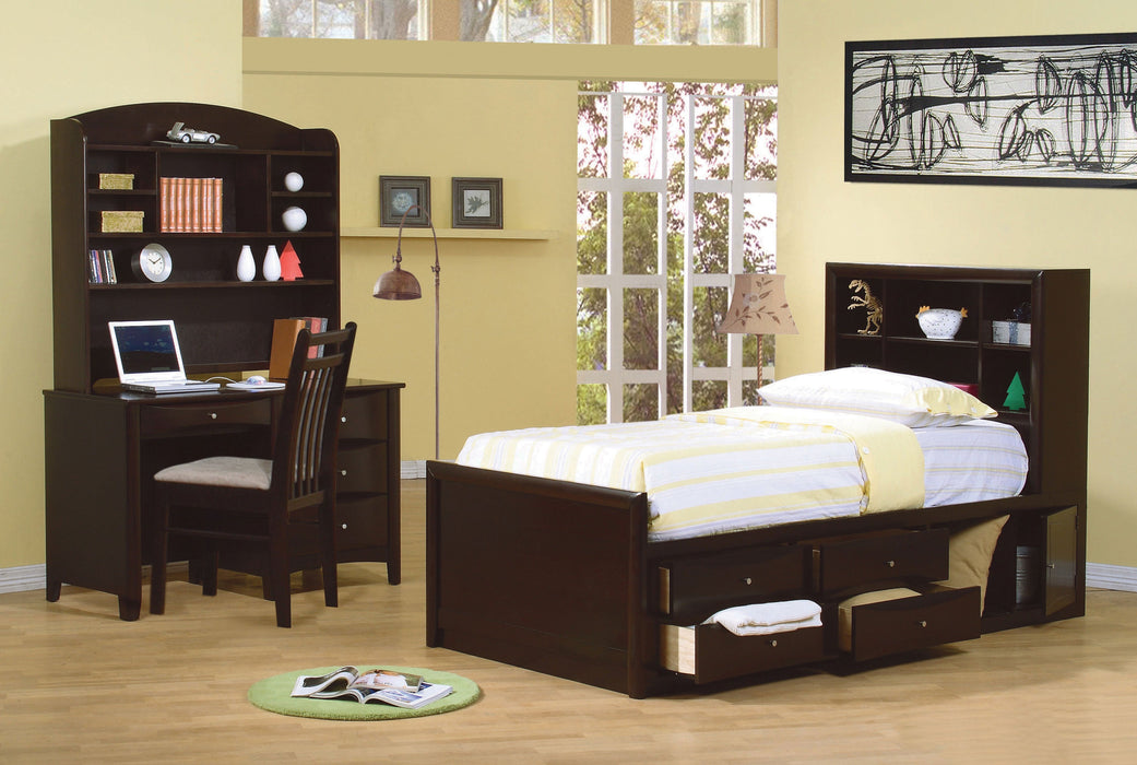 Coaster Phoenix Twin Bookcase Bed with Underbed Storage Cappuccino Full