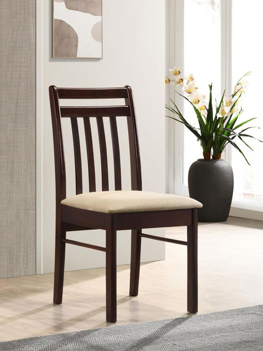 Phoenix Slat Back Wood Dining Side Chair Cappuccino