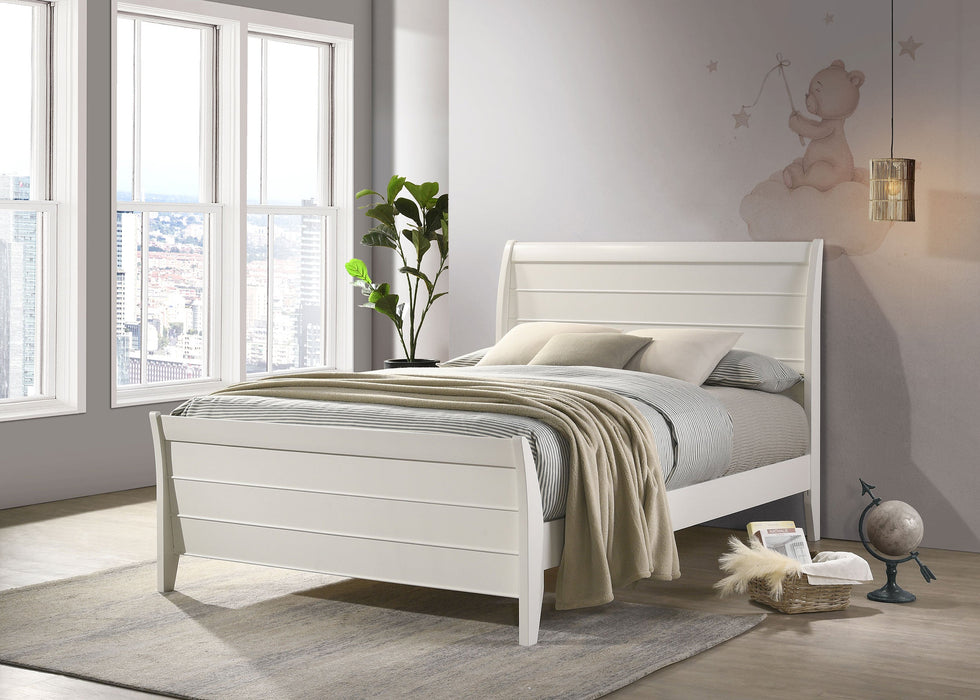 Coaster Selena Twin Sleigh Platform Bed Cream White Full