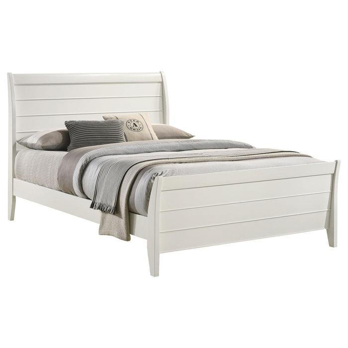 Coaster Selena Twin Sleigh Platform Bed Cream White Full