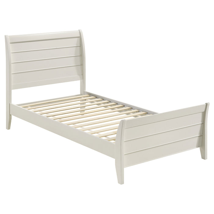 Coaster Selena Twin Sleigh Platform Bed Cream White Twin