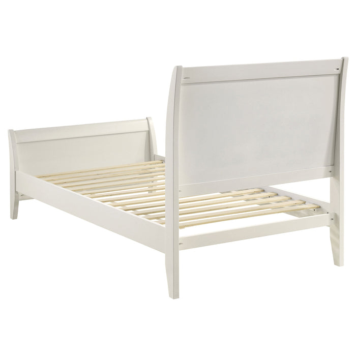 Coaster Selena Twin Sleigh Platform Bed Cream White Full