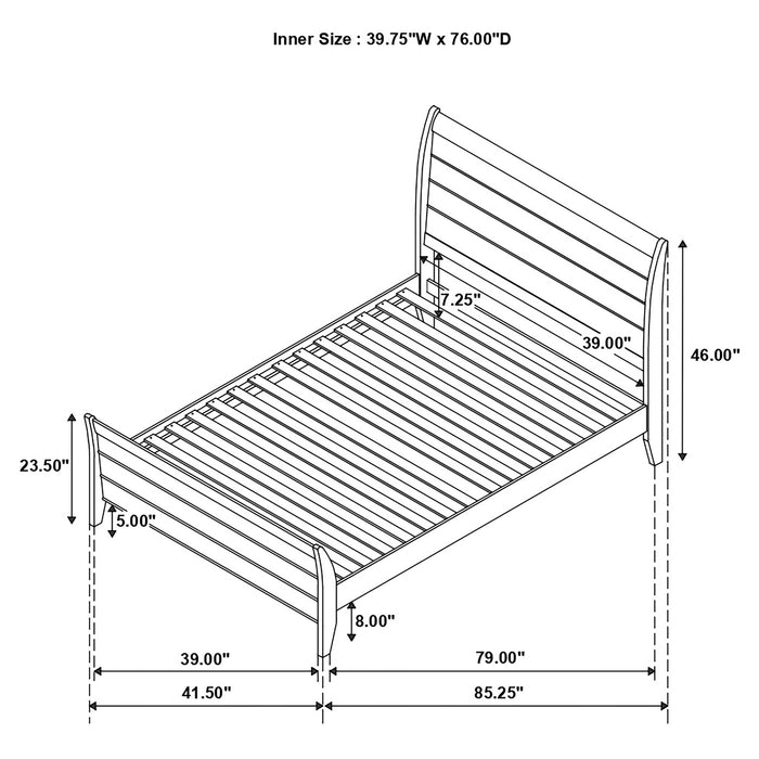 Coaster Selena Twin Sleigh Platform Bed Cream White Full