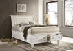 Coaster Selena Twin Sleigh Bed with Footboard Storage Cream White Full