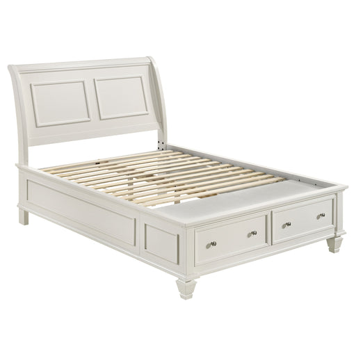 Coaster Selena Twin Sleigh Bed with Footboard Storage Cream White Full