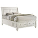 Coaster Selena Twin Sleigh Bed with Footboard Storage Cream White Full