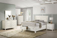 Coaster Selena Twin Sleigh Bed with Footboard Storage Cream White Full