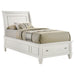 Coaster Selena Twin Sleigh Bed with Footboard Storage Cream White Full