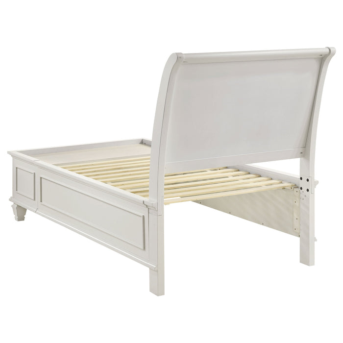 Coaster Selena Twin Sleigh Bed with Footboard Storage Cream White Full