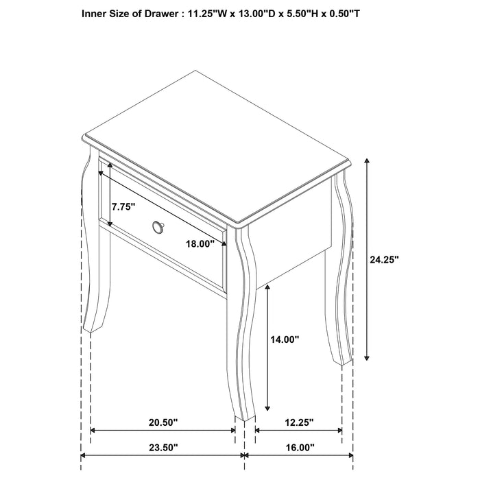 Coaster Dominique 1-drawer Nightstand Cream White Default Title