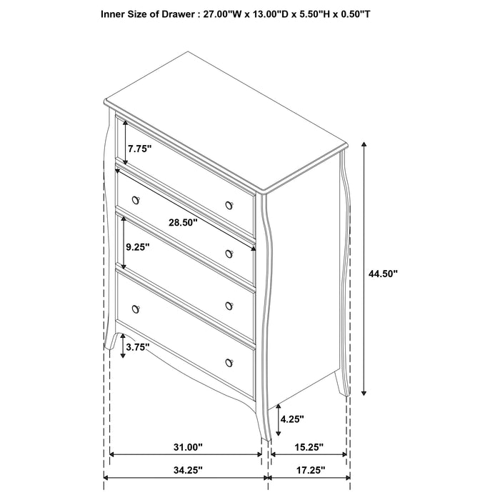 Coaster Dominique 4-drawer Chest Cream White Default Title