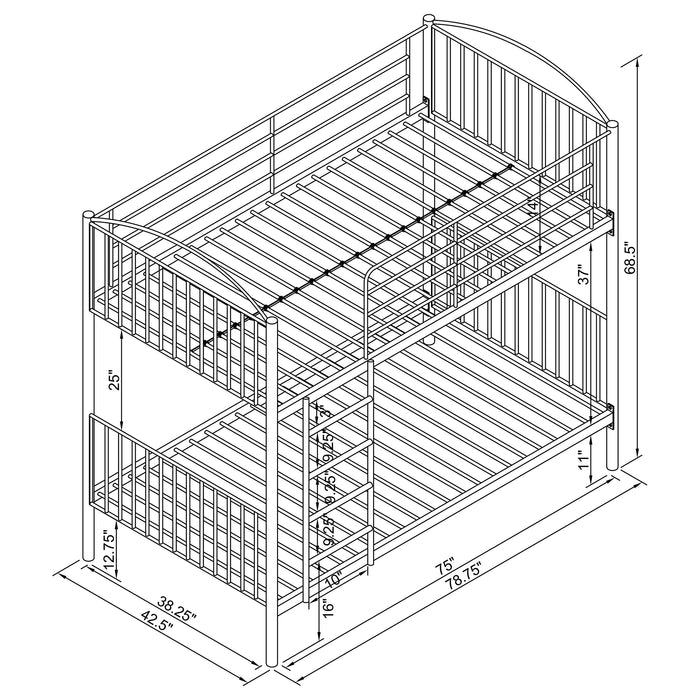 Coaster Anson Twin Over Twin Bunk Bed with Ladder Default Title