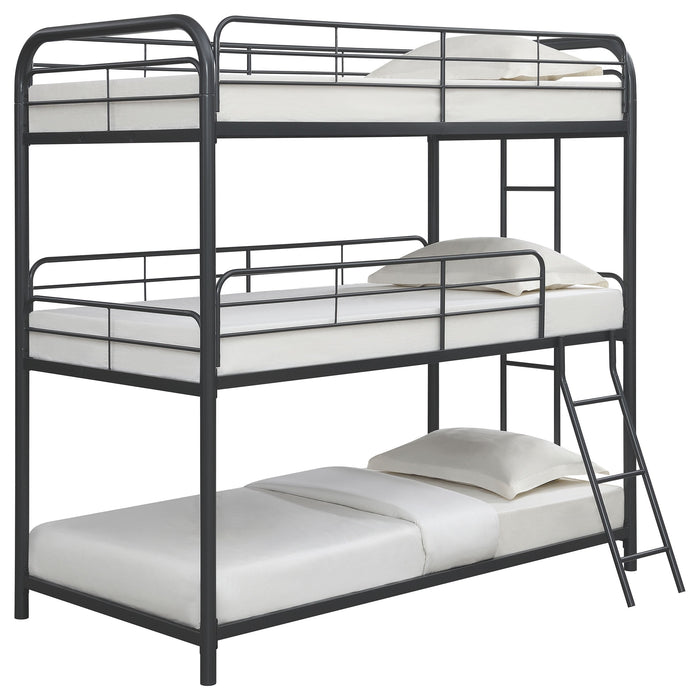 Coaster Garner Triple Twin Bunk Bed with Ladder Gunmetal Default Title