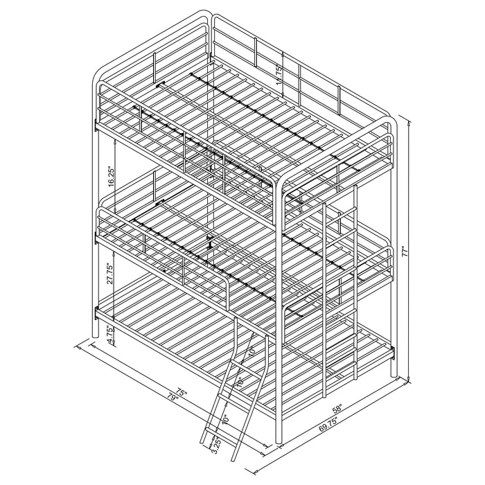 Coaster Garner Triple Full Bunk Bed with Ladder Gunmetal Default Title